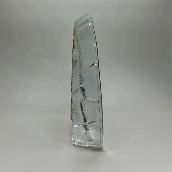 NYBRO Sweden Male Golfer - Gold Relief in Clear Glass Crystal 6.5" Figurine - Picture 2 of 7